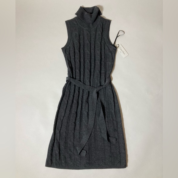 Calvin Klein Merino Wool Knit MIDI Dress Sleeveless Size M NWT - Picture 1 of 11